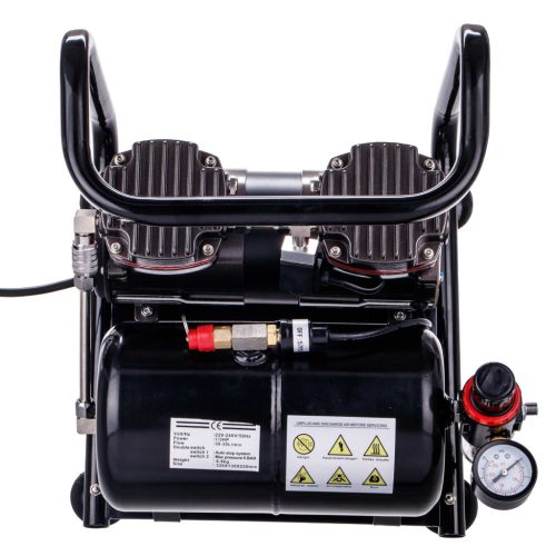 Kompakt, hordozható kétdugattyús airbrush kompresszor szűrővel, nyomásszabályzóval, tartállyal, 6 bar  TC-90F