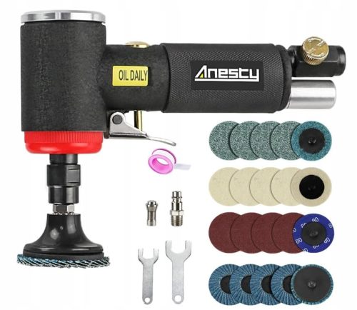 Pneumatikus sarokcsiszoló + Kerék és kő készlet