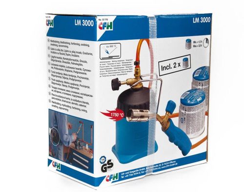 Forrasztólámpa készlet (forrasztómester) 2 gázpatronnal CFH LM3000 52170 