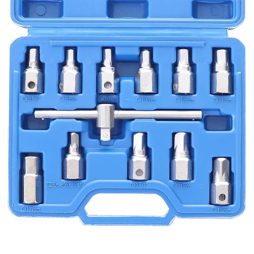Olajsapka (olajdugó) kulcsok olaj leeresztéshez műanyag kofferben ( 12 darabos) TC Technic LT-A1151