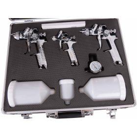   Professzionális szórópisztoly készlet fém kofferben Auarita H-827 HVLP 1,4 mm, 1,7 mm, 0,8 mm