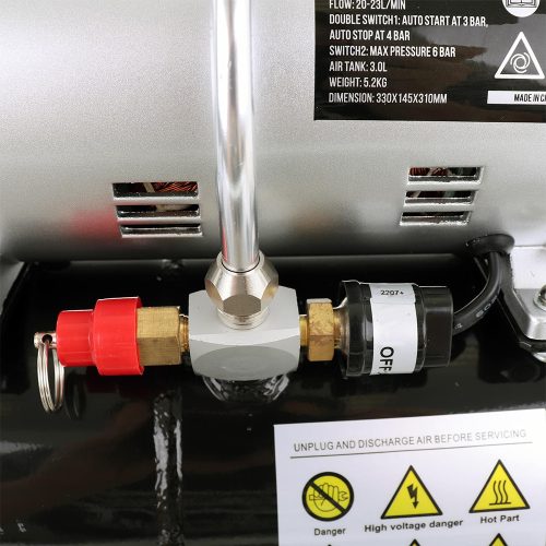 Professzionális airbrush kompresszor 3 literes tartállyal, szűrővel és nyomásmérővel (6 bar) Fengda AS-189