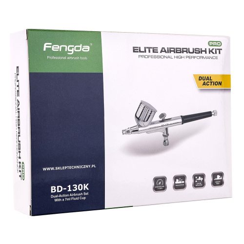 Elite airbrush festékszóró csomag 3 fúvókával, tömlővel  Fengda BD-130K  0.2 mm, 0.3 mm, 0.5 mm