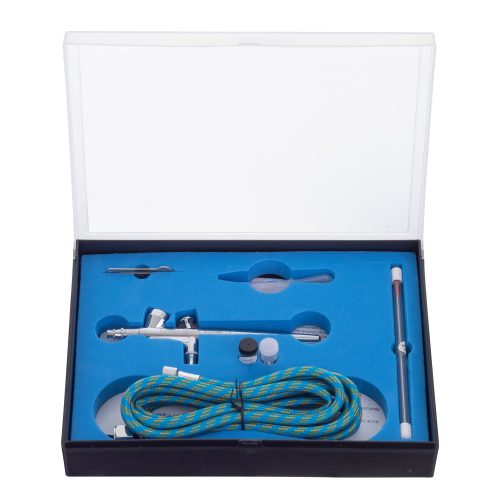 Airbrush festékszóró készlet 0.2 mm, 0.3 mm, 0.5 mm-es fúvókákkal, tömlővel Fengda BD-207K 