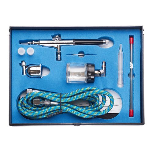 Airbrush szett 0.2mm, 0.3mm, 0.5mm fúvókákkal, kétfunkciós festékszóróval, oldalsó tartállyal Fengda BD-134K