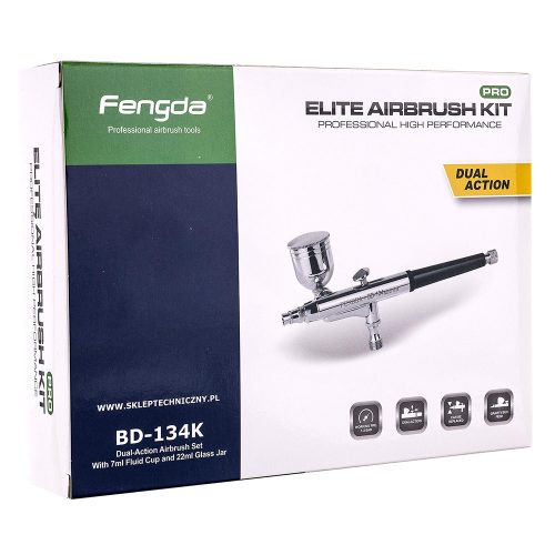 Airbrush szett 0.2mm, 0.3mm, 0.5mm fúvókákkal, kétfunkciós festékszóróval, oldalsó tartállyal Fengda BD-134K