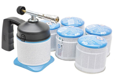 Forrasztóégő LM1000 + 5db 190g-os gázpatron CFH Germany 52160