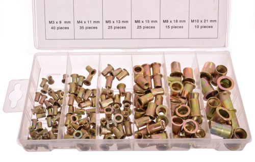 150 darabos acél vakszegecsanya készlet műanyag tokban  M3, M5, M6, m8, m10 TC Technic SK14126