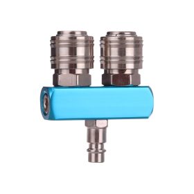   Kiváló minőségű pneumatikus kétutas elosztó 2x gyorscsatlakozó 1x dugó TC Technic AD0021