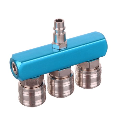 TC Technic 3-utas pneumatikus elosztó tömb - 3x gyorscsatlakozó aljzat + 1x dugó - 12 bar