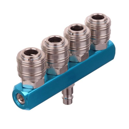 Kiváló minőségű pneumatikus négyutas elosztó 4x gyorscsatlakozó 1x dugó Technic 