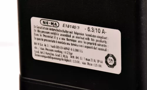 Eredeti NE-MA 400V nyomáskapcsoló kompresszorhoz (3-4 kW, 6.3-10A, max. 12 bar, Made in Italy)