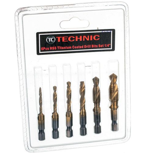 TC Technic 6 részes HSS Titán kombinált fúró- és menetfúró bitkészlet (M3-M10, 1/4")