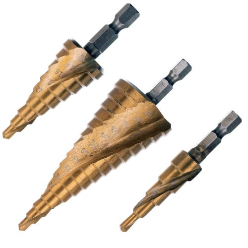 Lépcsős kúpos fúrószár készlet titán bevonattal műanyag tokban (3 db) 4-32mm TC Technic F1289