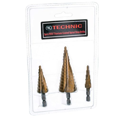 Lépcsős kúpos fúrószár készlet titán bevonattal műanyag tokban (3 db) 4-32mm TC Technic F1289