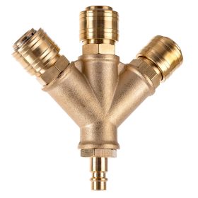   Pneumatikus elosztó sárgarézből 3x gyorscsatlakozó 1x dugó