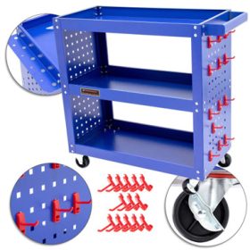   Műhely szerszám kocsiszekrény 3 polc kerekek csapágyak fékek akasztók