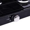 Hordozható Camping gáztűzhely 3 égővel - nagy 11 kg-os gázpalackokhoz 2 méteres bekötőcsővel és nyomásszabályzóval - fekete