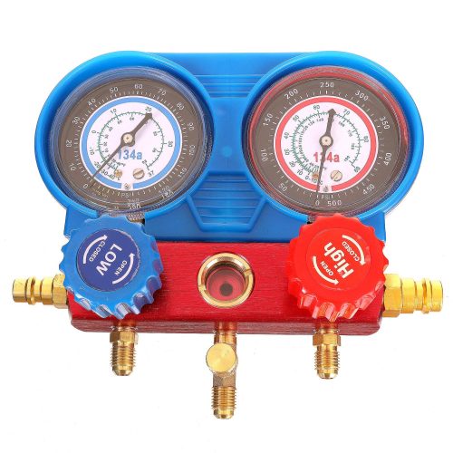 Nyomásmérő és töltő készlet autókhoz és állóklímához az R134A hűtőközeghez műanyag kofferben G-1119