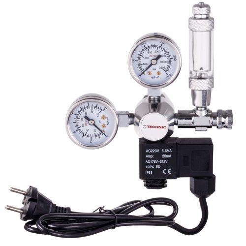 CO2 reduktor mágnesszeleppel, buborékszámlálóval épített akváriumokhoz  (230V) TC Technic TC-T-BBL