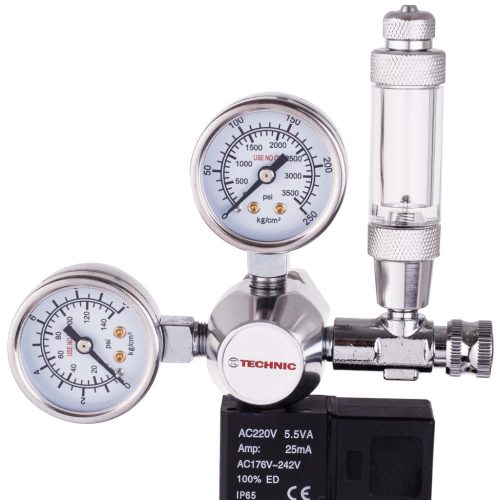 CO2 reduktor mágnesszeleppel, buborékszámlálóval épített akváriumokhoz  (230V) TC Technic TC-T-BBL