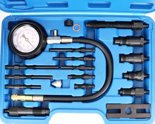 DÍZEL kompresszió és nyomásmérő készlet műanyag kofferben (17 darabos) TC Technic G1011
