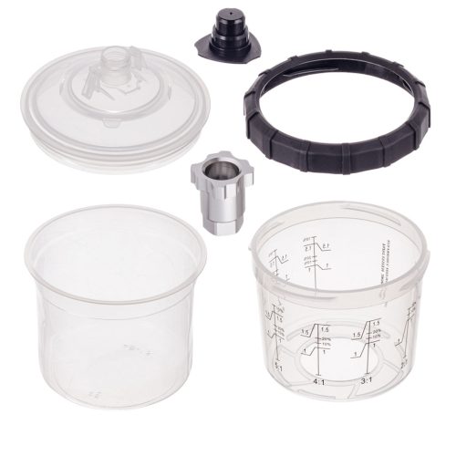 Festékkeverő poharak 50 db-os PPS FPS rendszerkészlet 200 ml 125 µm - tartályadapterrel szállítva