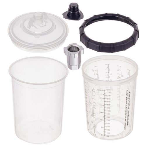 Festékkeverő poharak 50 db-os PPS FPS rendszerkészlet 800 ml 125 µm tartály adapterrel szállítva