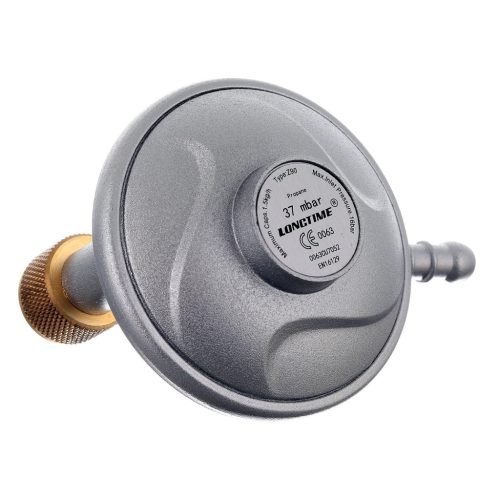 Turista palackokhoz(kis méretű palackokhoz) gyártott Propán-Bután nyomáscsökkentő 3/8" rövid menetes csatlakozással, 2 méter gáztömlővel