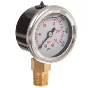   Glicerines Nyomásmérő Óra 250 bar, 40mm, 1/4" Alsó Csatlakozás