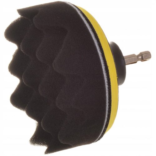 Polírozó szivacs, hullámos, puha, tépőzáras korong, gofrimintás, fekete, 100 mm