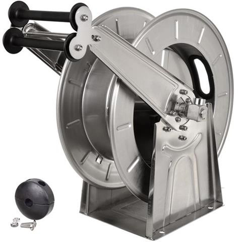Rozsdamentes Automata Tömlőtartó Tekercs 3/8" Tömlőhöz, 20 Méter, Rozsdamentes Acél