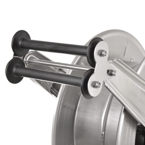 Inox automata tömlődob magasnyomású tömlőkhöz 3/8"-3/8" csatlakozással, 20 méter tömlőhöz