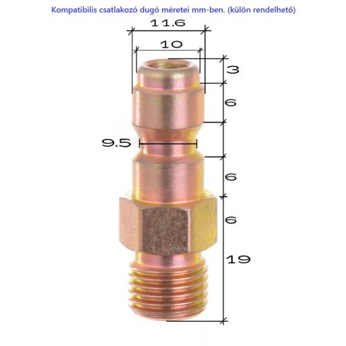 Gyorscsatlakozó aljzat 1/4" csatlakozóval Karcher HD és HDS magasnyomású mosókhoz -1 db