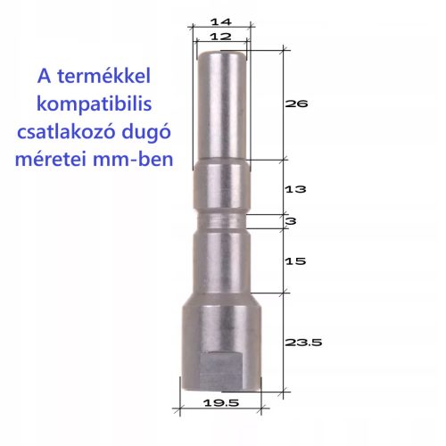 INOX gyorscsatlakozó aljzat – Kränzle D12 / Nilfisk KEW – 1/4" külső menet