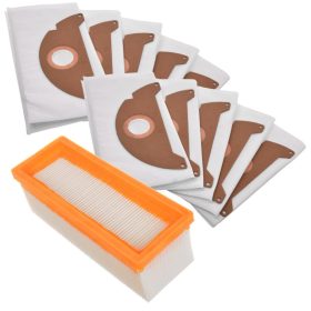  Légszűrő + 10 porzsákzsák Karcher A 2501 SE 3001 SE 5.100 porszívókhoz (6.904-322.0, 6.414-498.0 cikkszámok kiváltására