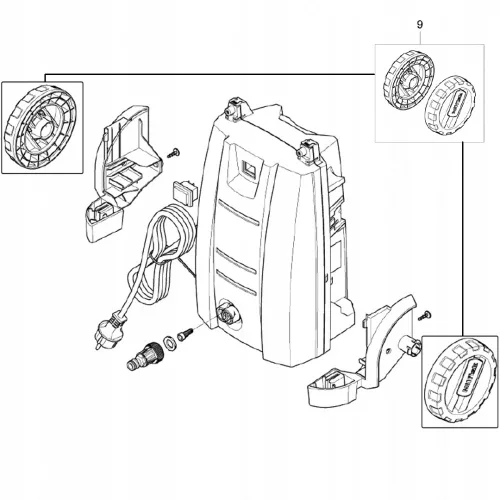 Kerekek Nilfisk Compact C110, C120, C125 magasnyomású mosókhoz - Eredeti alkatrész (31000521)