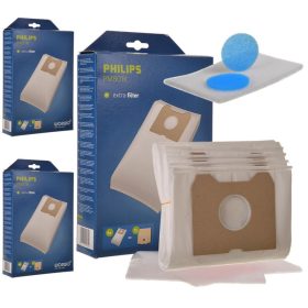   12x szintetikus mikroszálas porzsák + motorvédő szűrő + mikroszűrők Philips Triathlon 1400, Triathlon 2000, Athena és Duathlon porszívókhoz (PMB01K)