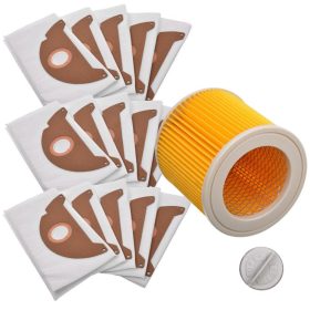   15x szintetikus mikroszálas porzsák + megerősített légszűrő Karcher A 2004 A 2024 A 2054 porszívókhoz