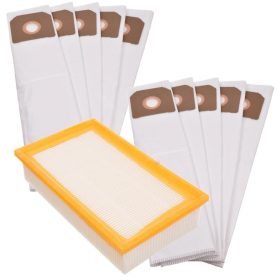   10x szintetikus mikroszálas porzsák + szűrő Karcher Nt 361 ECO 35/1 25/1 NT361 361/eco porszívókhoz (6.904-210.0/6.904-367.0 cikkszámok kiváltására)