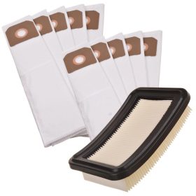   10x porzsák + mosható szűrő Flex S44 l ac, S33, VCE33, VCE44, NILFISK ATTIX 33, 44, STIHL SE 133 ME porszívókhoz