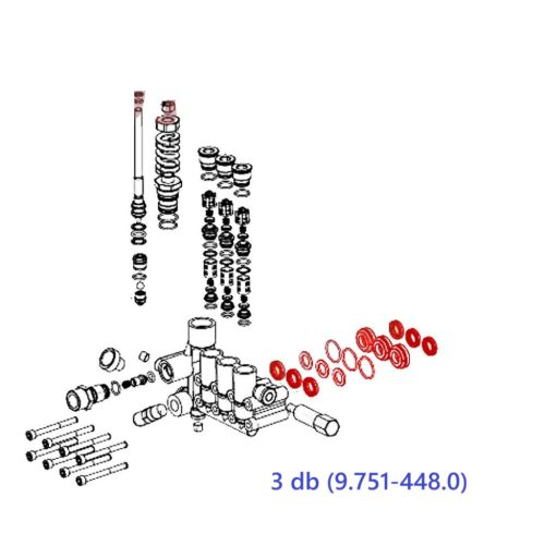 Eredeti dugattyútömítés készlet Karcher HD 8/23, HD 9/25 magasnyomású mosókhoz - 3x3 darabos szett (9.751-448.0)