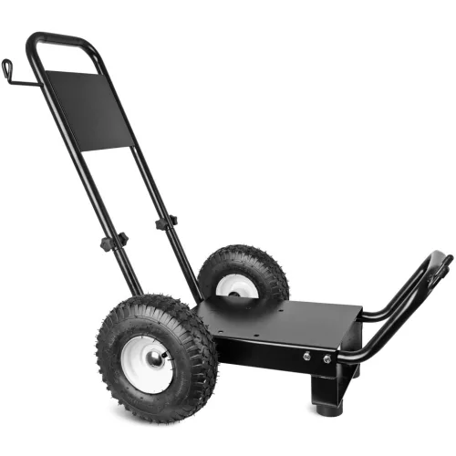 Univerzális porszórt acél szállítókocsi / alváz magasnyomású mosók építéséhez (10" pneumatikus kerekek, fekete, 250 kg teherbírás)