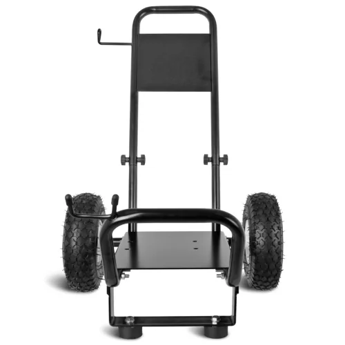 Univerzális porszórt acél szállítókocsi / alváz magasnyomású mosók építéséhez (10" pneumatikus kerekek, fekete, 250 kg teherbírás)