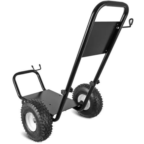 Univerzális porszórt acél szállítókocsi / alváz magasnyomású mosók építéséhez (10" pneumatikus kerekek, fekete, 250 kg teherbírás)