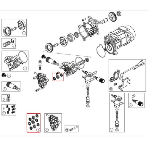 Tömítéskészlet Nilfisk C135 C130 C125 C120 új típusú magasnyomású mosókhoz (128501508) Fi 10