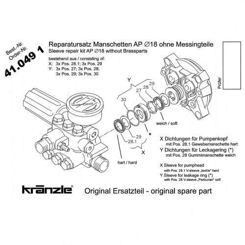 EREDETI Kranzle Tömítőkészlet - átmérő 18mm Profi, B, HD, ProfiJet, Quadro, Therm Sorozatokhoz