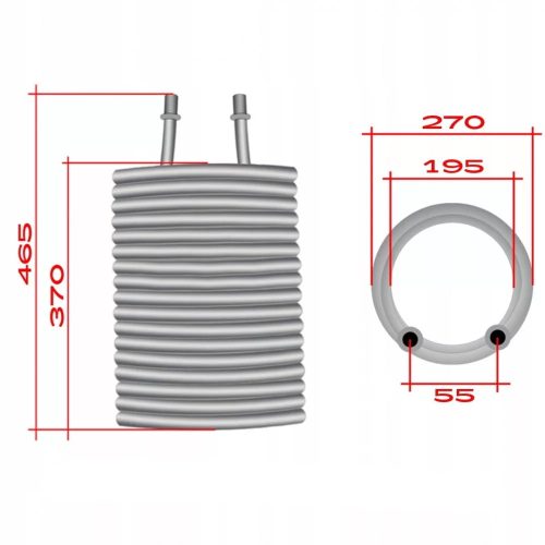 17 menetes fűtőspirál (fűtőtekercs) Karcher HDS 895, 695, 795, 995 magasnyomású mosókhoz 2 x M22x1,5 mm csatlakozással
