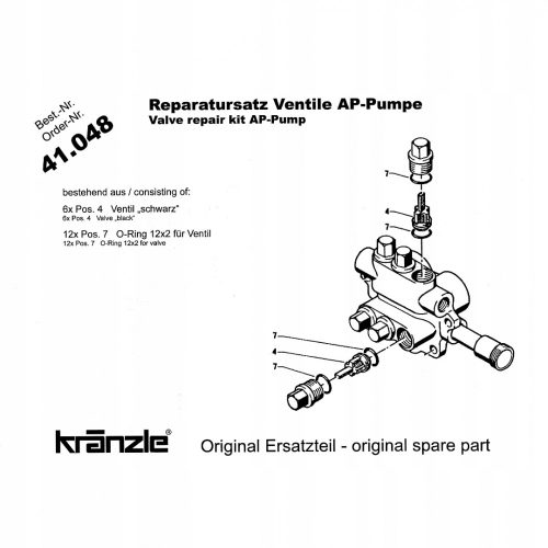 Eredeti Kränzle javítókészlet (szelepek + O-gyűrűk) – 41.048