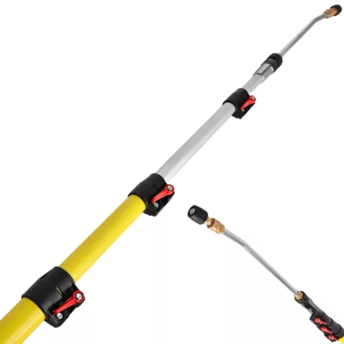 Napelem és Tetőtisztító Szett, 4 méteres Teleszkópos Lándzsával, Kärcher EasyLock csatlakozással, 15°-os acél Fúvókával, HD/HDS mosókhoz